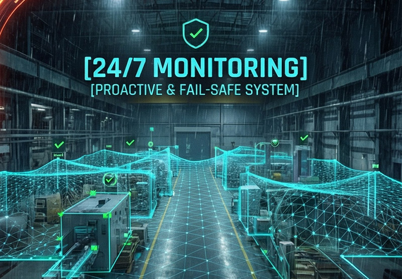 24/7 low-light monitoring for Fire & Smoke Detection in warehouses