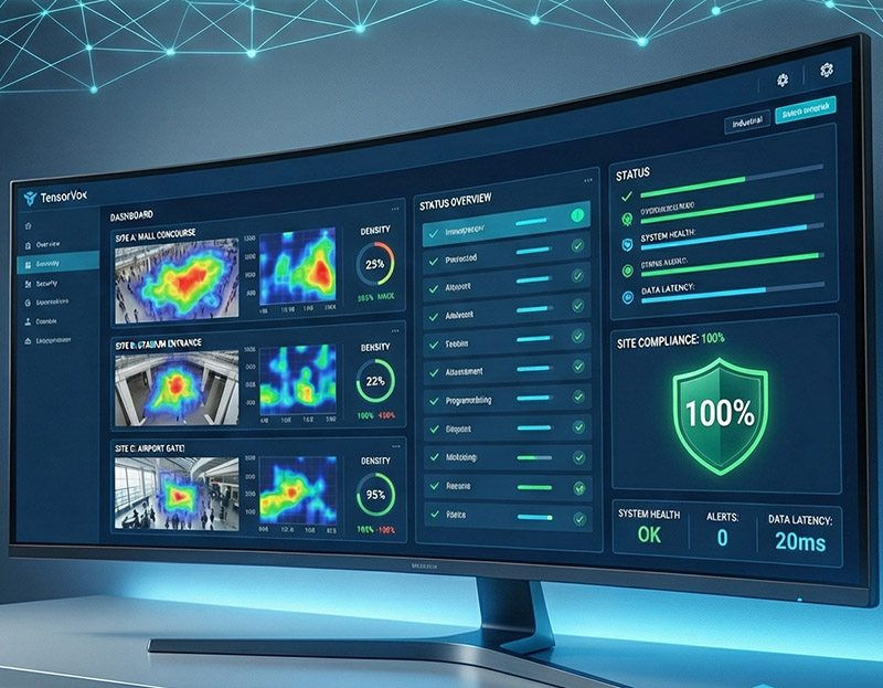Centralized multi-site monitoring dashboard for AI Crowding Detection