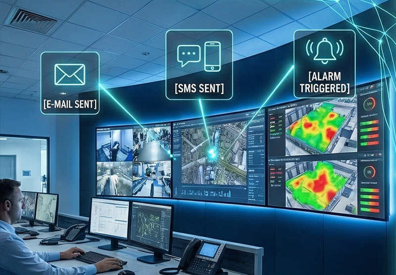 Instant multi-channel alerts triggered by PPE detection violation